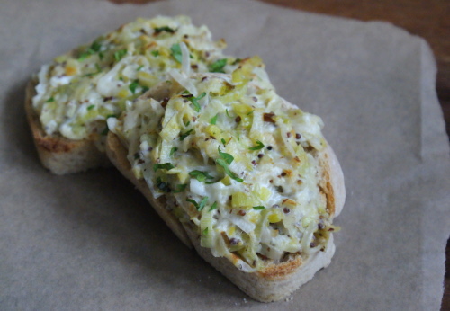 leek and goats cheese on toast